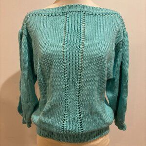 Vintage Diane Von Furstenberg Sweater Womens Large Teal Knit Acrylic 80s